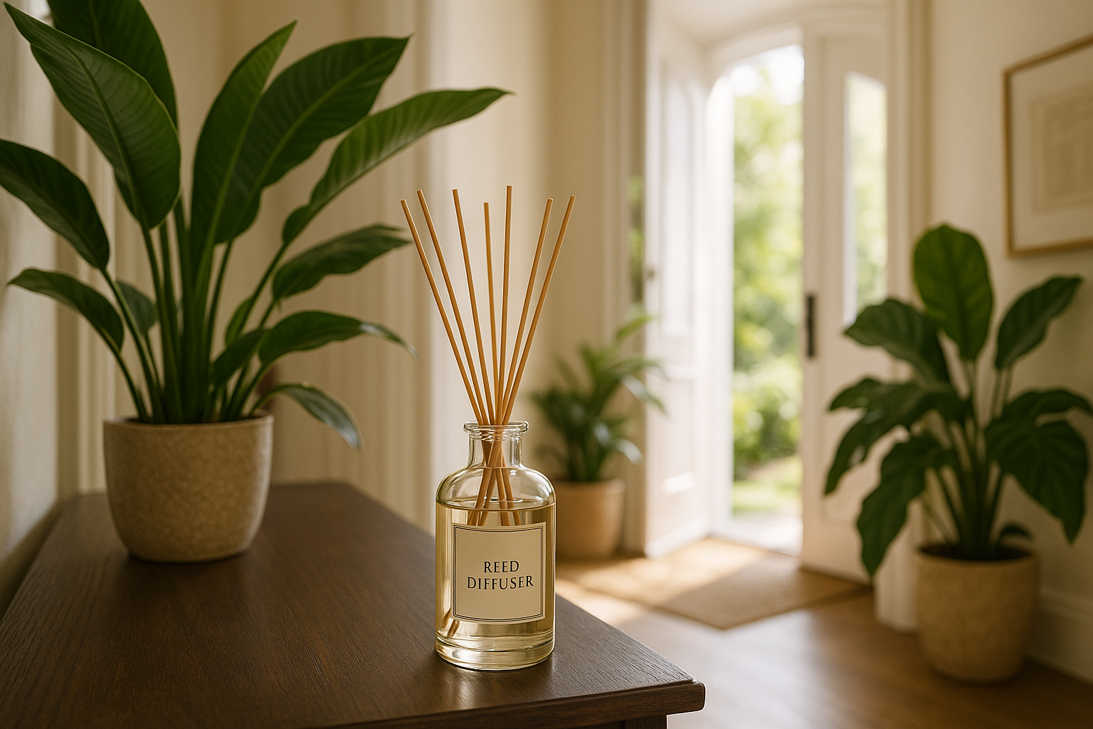 Roseaux bambou diffusion naturelle parfum jardin créole ambiance tropicale élégante
