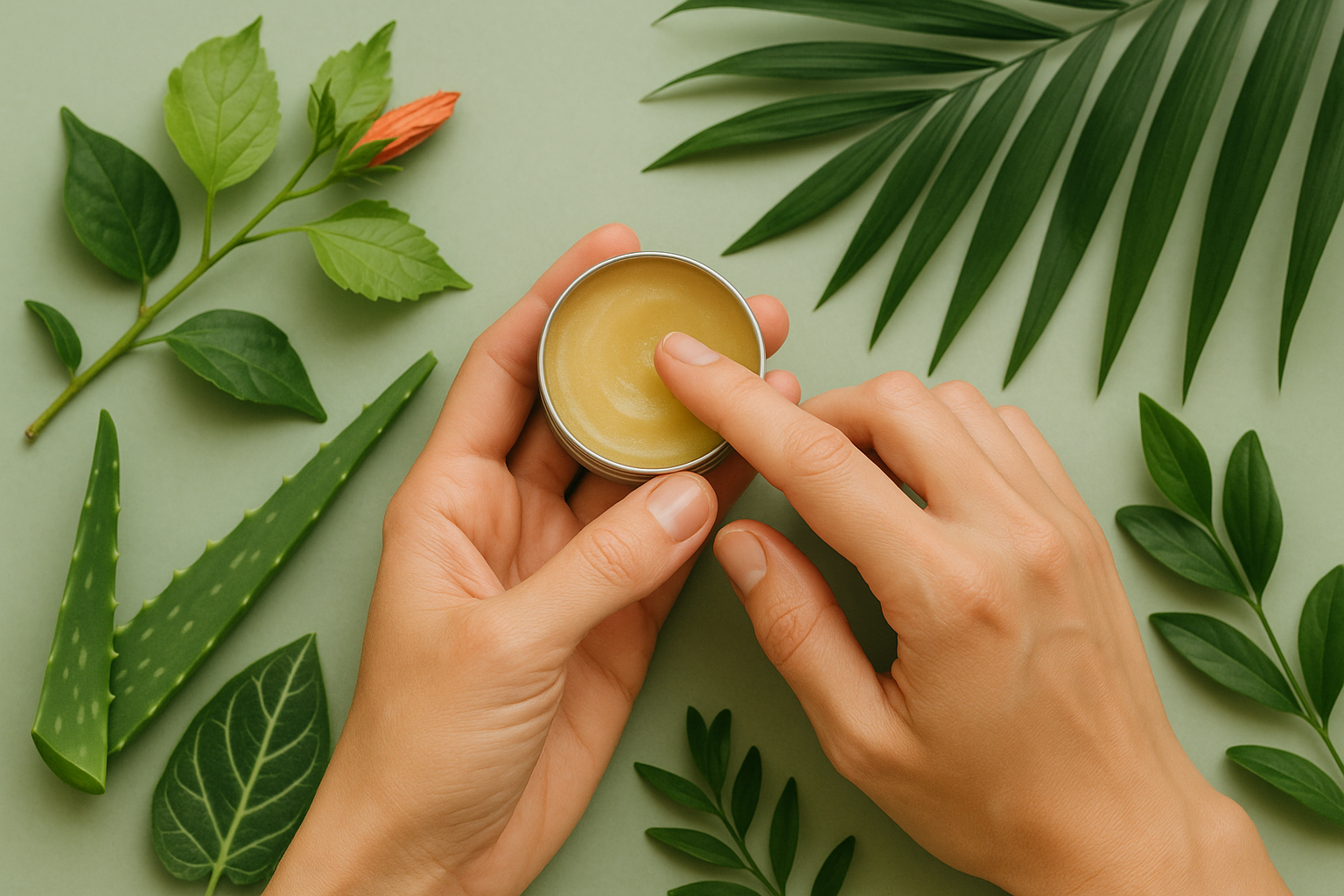 Application baume réparateur aloe vera tamarin soin cicatrisant plantes endémiques

